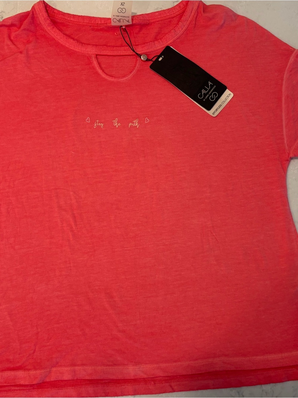 Calia Coral Pink Short-Sleeve “stay the Path” Tee NWT